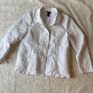 Dialogue White Embroidered Blazer